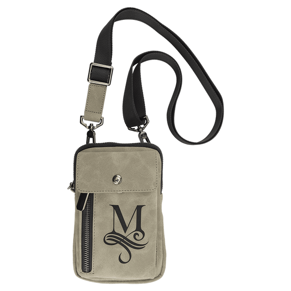 Light Green Urban Crossbody Bag — vegan leather with magnetic phone pocket, zippered section, and belt loop, shown from the front.