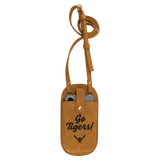 Light Brown Essential Crossbody Bag — vegan leather with magnetic phone pouch and adjustable strap, shown from the front.