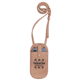 Blush Essential Crossbody Bag — vegan leather with magnetic phone pouch and adjustable strap, shown from the front.