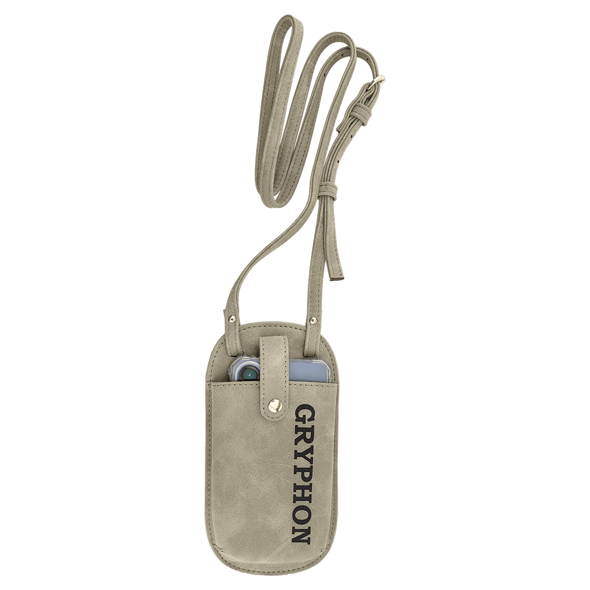 Light Green Essential Crossbody Bag — vegan leather with magnetic phone pouch and adjustable strap, shown from the front.