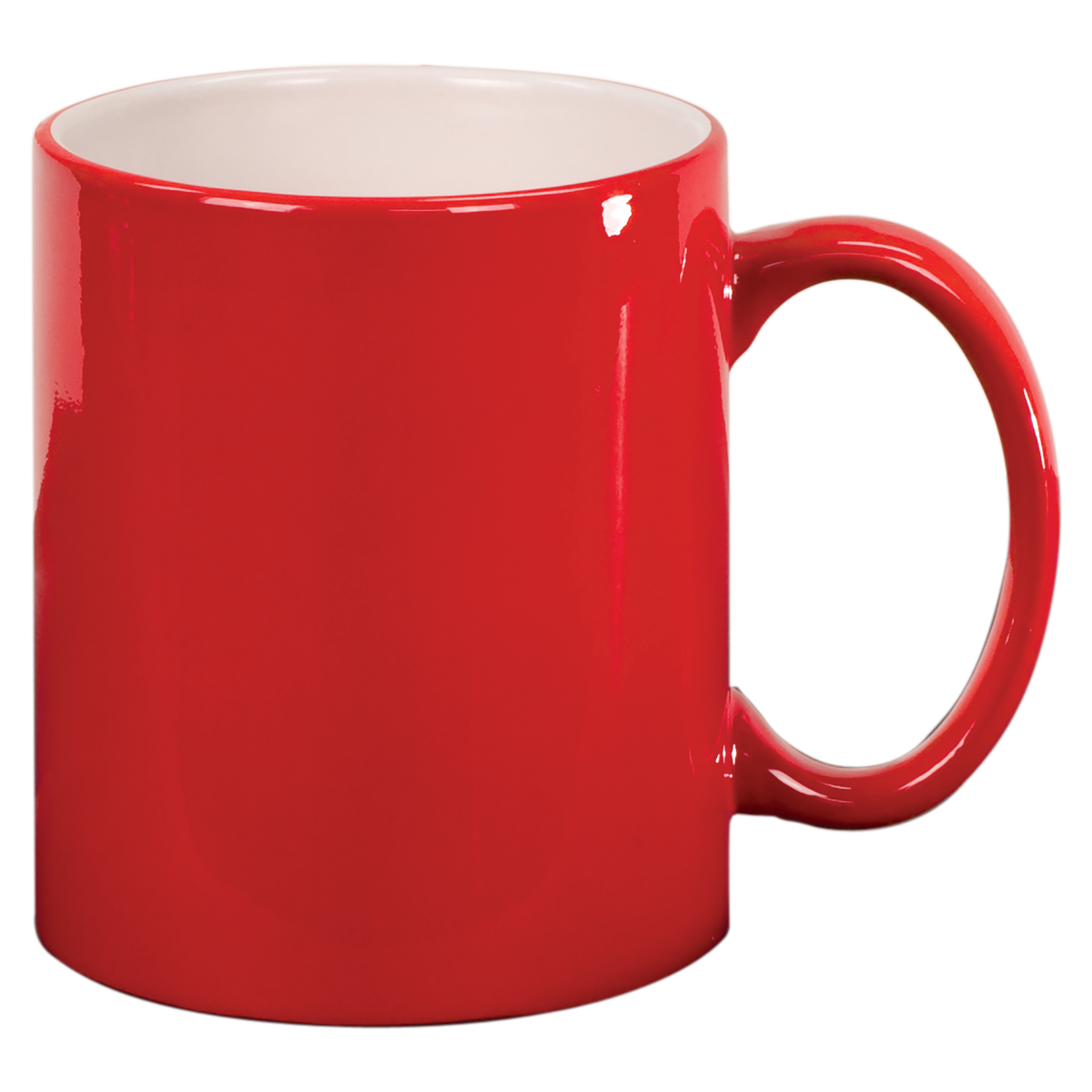 Red with White Engraving 11 Oz Round Ceramic Mug - Laser Engraved Ceramic