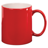 Red with White Engraving 11 Oz Round Ceramic Mug - Laser Engraved Ceramic