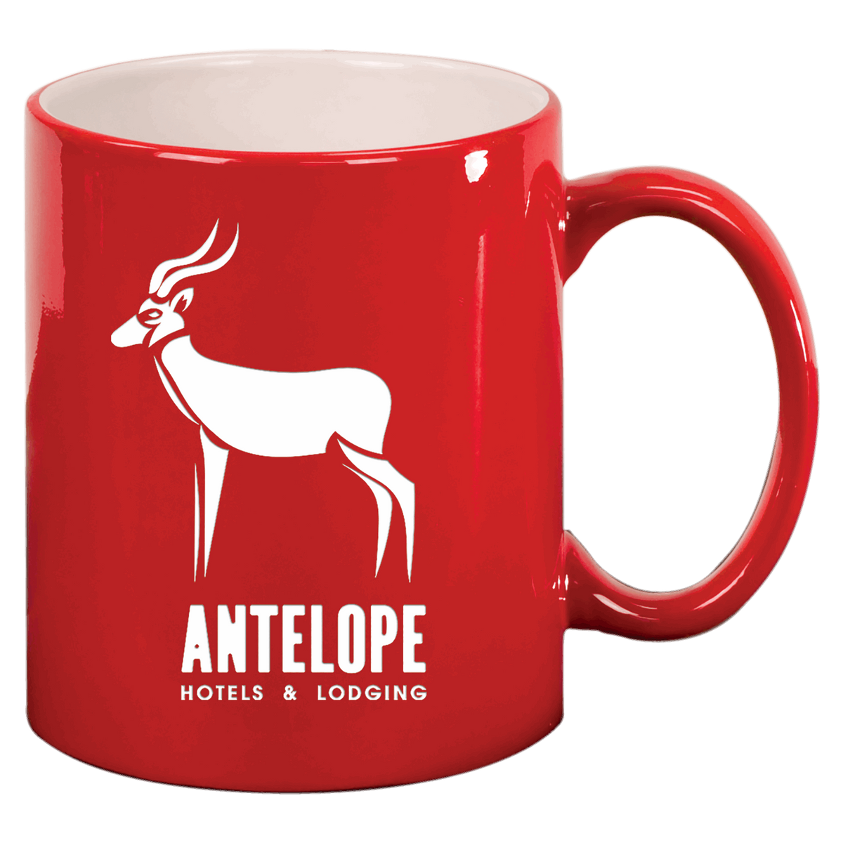 Red with White Engraving 11 Oz Round Ceramic Mug - Laser Engraved Ceramic