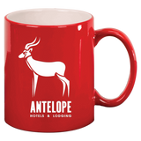 Red with White Engraving 11 Oz Round Ceramic Mug - Laser Engraved Ceramic