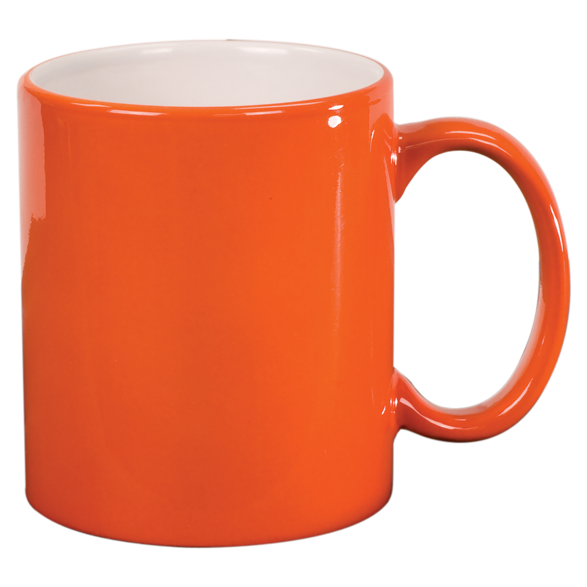 Orange with White Engraving 11 Oz Round Ceramic Mug - Laser Engraved Ceramic