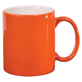 Orange with White Engraving 11 Oz Round Ceramic Mug - Laser Engraved Ceramic