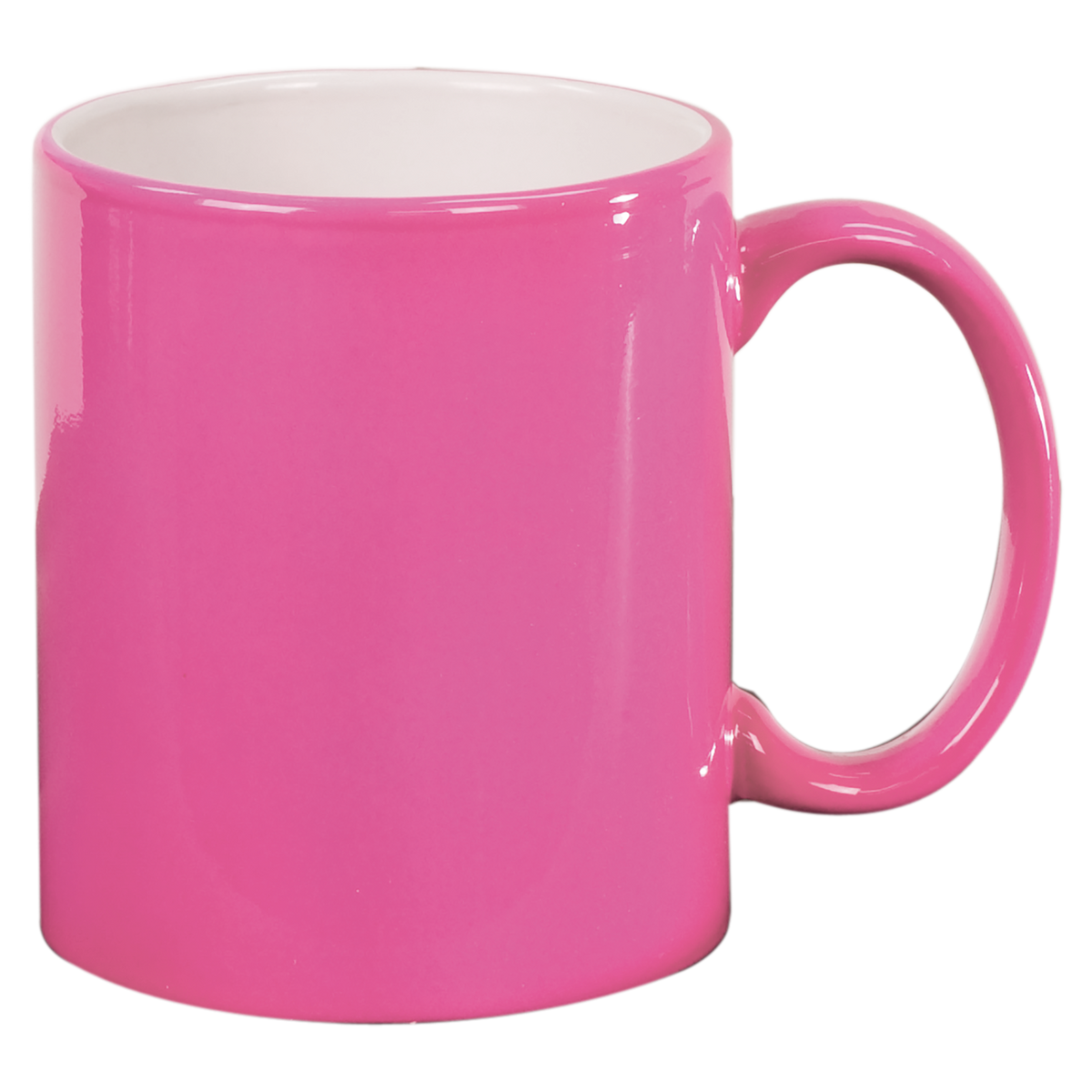 Pink with White Engraving 11 Oz Round Ceramic Mug - Laser Engraved Ceramic