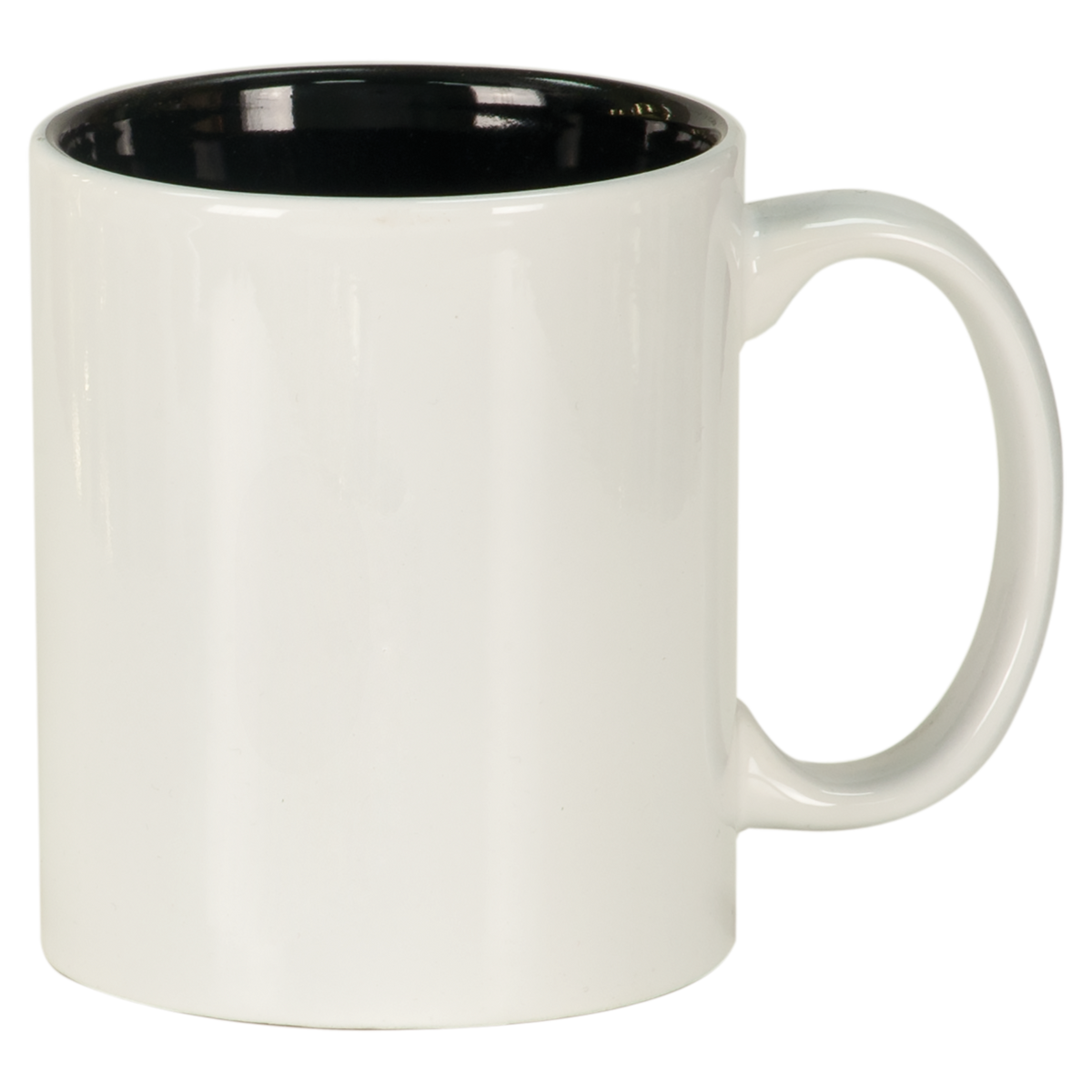 White with Black Engraving 11 Oz Round Ceramic Mug - Laser Engraved Ceramic
