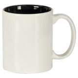 White with Black Engraving 11 Oz Round Ceramic Mug - Laser Engraved Ceramic