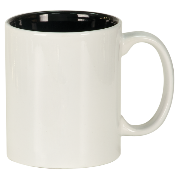White with Black Engraving 11 Oz Round Ceramic Mug - Laser Engraved Ceramic