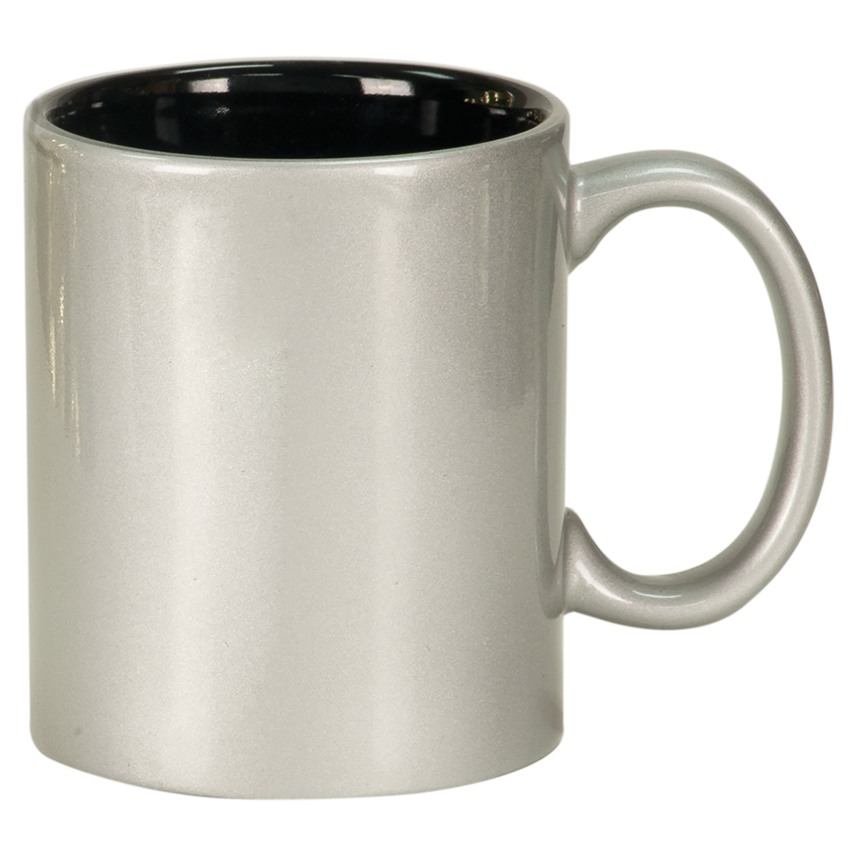 Silver with Black Engraving 11 Oz Round Ceramic Mug - Laser Engraved Ceramic