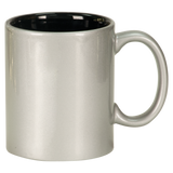 Silver with Black Engraving 11 Oz Round Ceramic Mug - Laser Engraved Ceramic
