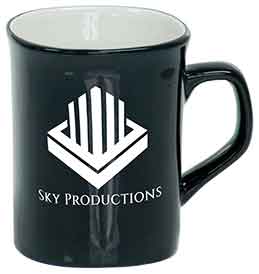 Black 10 Oz Ceramic Rounded Corner Mug - Laser Engraved Ceramic