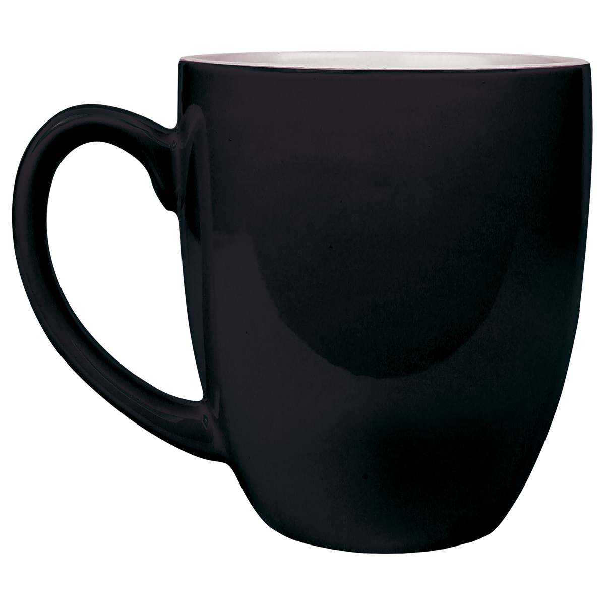 Black with White Engraving 16 Oz Ceramic Bistro Mug - Laser Engraved Ceramic