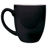 Black with White Engraving 16 Oz Ceramic Bistro Mug - Laser Engraved Ceramic