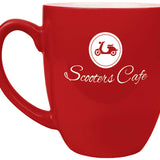 Red with White Engraving 16 Oz Ceramic Bistro Mug - Laser Engraved Ceramic