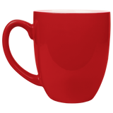 Red with White Engraving 16 Oz Ceramic Bistro Mug - Laser Engraved Ceramic