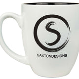 White with Black Engraving 16 Oz Ceramic Bistro Mug - Laser Engraved Ceramic