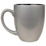 Silver with Black Engraving 16 Oz Ceramic Bistro Mug - Laser Engraved Ceramic