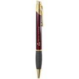 Gloss Burgundy Brass Ballpoint Pen with Gripper - Laser Engraved Gift
