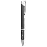 Black with Silver Engraving Silver Trim Engraved Pen - Click Action with Clip - Laser Engraved Gift