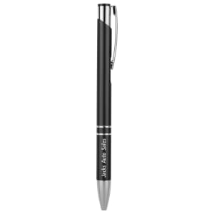 Black with Silver Engraving Silver Trim Engraved Pen - Click Action with Clip - Laser Engraved Gift
