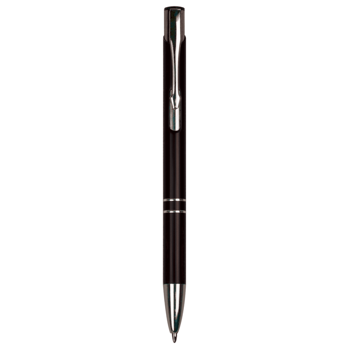 Black with Silver Engraving Silver Trim Engraved Pen - Click Action with Clip - Laser Engraved Gift