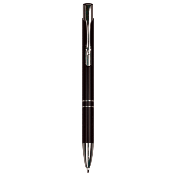 Black with Silver Engraving Silver Trim Engraved Pen - Click Action with Clip - Laser Engraved Gift