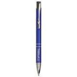 Blue with Silver Engraving Silver Trim Engraved Pen - Click Action with Clip - Laser Engraved Gift