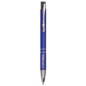 Blue with Silver Engraving Silver Trim Engraved Pen - Click Action with Clip - Laser Engraved Gift