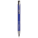 Blue with Silver Engraving Silver Trim Engraved Pen - Click Action with Clip - Laser Engraved Gift