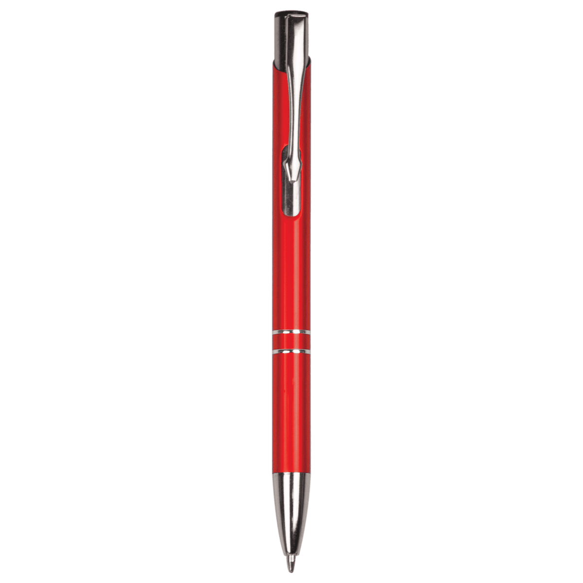 Red with Silver Engraving Silver Trim Engraved Pen - Click Action with Clip - Laser Engraved Gift