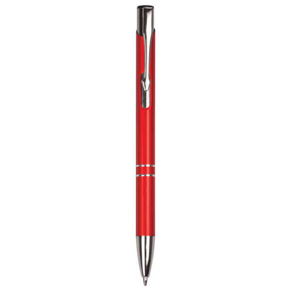 Red with Silver Engraving Silver Trim Engraved Pen - Click Action with Clip - Laser Engraved Gift