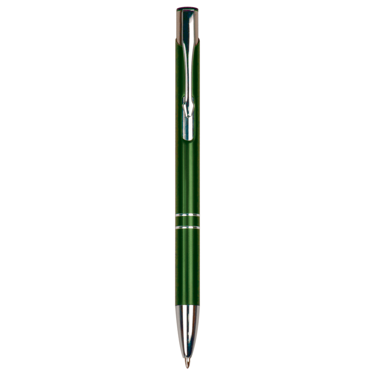 Green with Silver Engraving Silver Trim Engraved Pen - Click Action with Clip - Laser Engraved Gift
