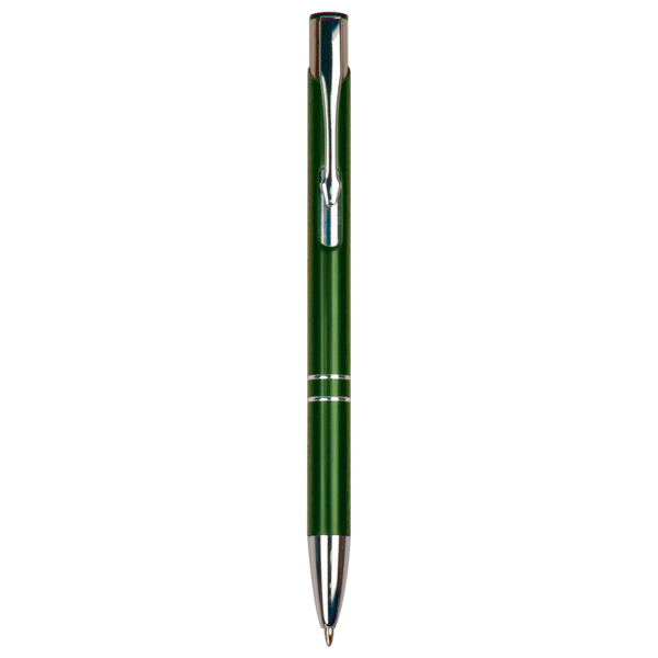 Green with Silver Engraving Silver Trim Engraved Pen - Click Action with Clip - Laser Engraved Gift