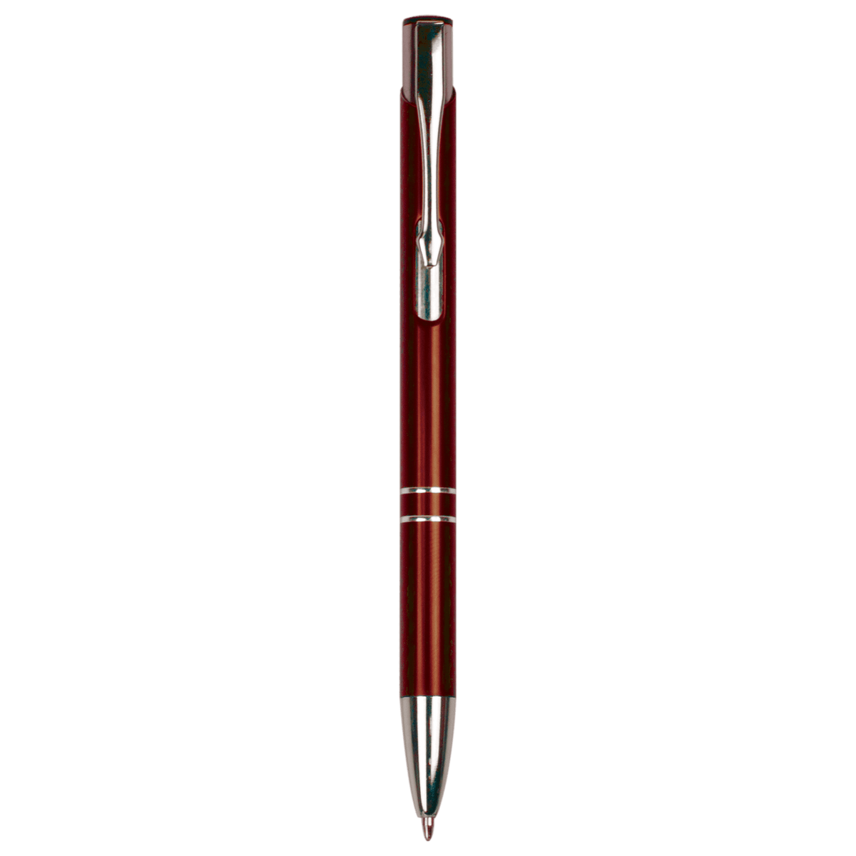 Silver Trim Engraved Pen - Click Action with Clip - Laser Engraved Gift
