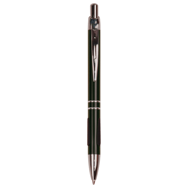Silver Trim Engraved Pen - Click Action with Comfort Grip and Clip - Laser Engraved Gift
