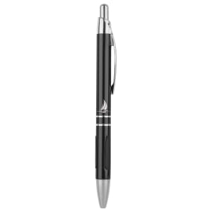Silver Trim Engraved Pen - Click Action with Comfort Grip and Clip - Laser Engraved Gift