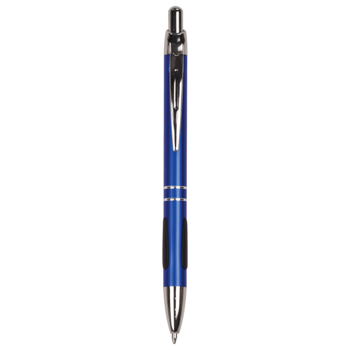 Silver Trim Engraved Pen - Click Action with Comfort Grip and Clip - Laser Engraved Gift