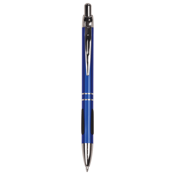 Silver Trim Engraved Pen - Click Action with Comfort Grip and Clip - Laser Engraved Gift