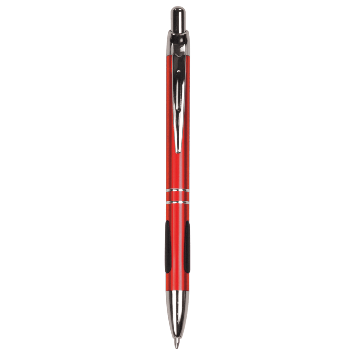 Silver Trim Engraved Pen - Click Action with Comfort Grip and Clip - Laser Engraved Gift