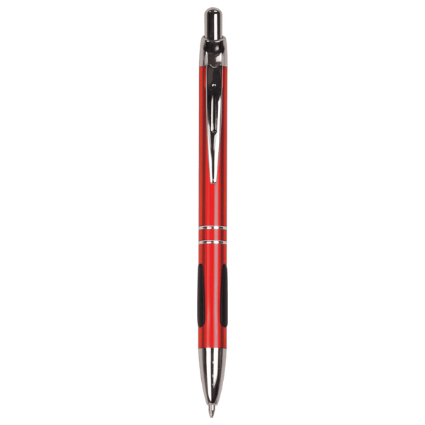 Silver Trim Engraved Pen - Click Action with Comfort Grip and Clip - Laser Engraved Gift