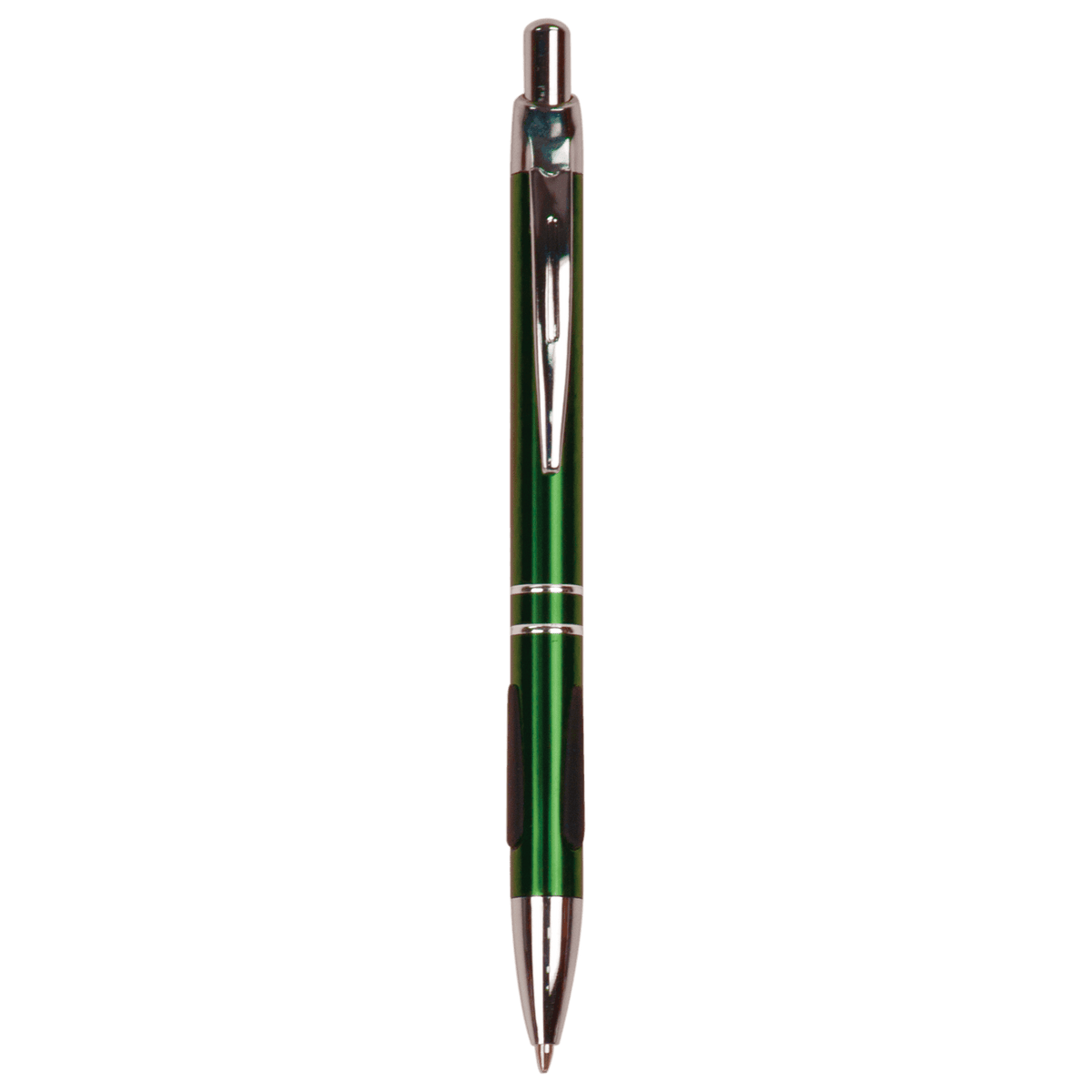 Silver Trim Engraved Pen - Click Action with Comfort Grip and Clip - Laser Engraved Gift