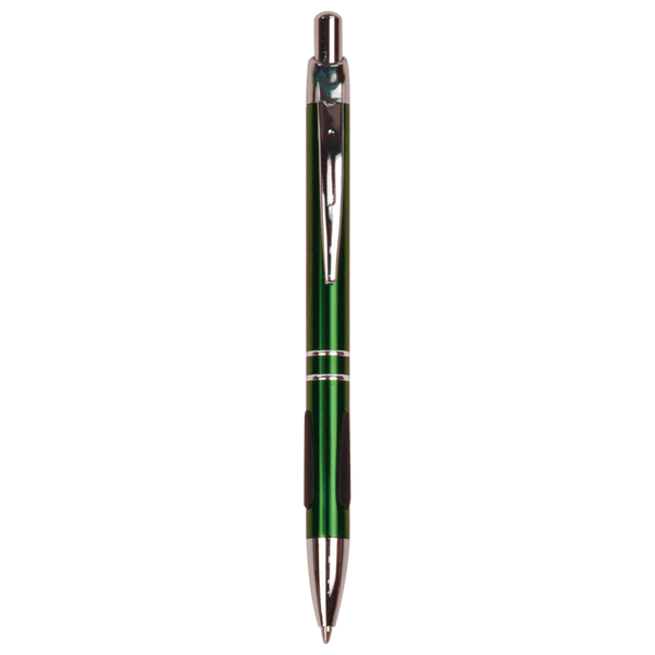 Silver Trim Engraved Pen - Click Action with Comfort Grip and Clip - Laser Engraved Gift