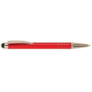Red with Silver Engraving Silver Trim Engraved Pen with Stylus - Laser Engraved Gift