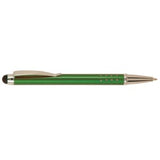 Green with Silver Engraving Silver Trim Engraved Pen with Stylus - Laser Engraved Gift