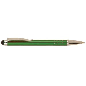 Green with Silver Engraving Silver Trim Engraved Pen with Stylus - Laser Engraved Gift