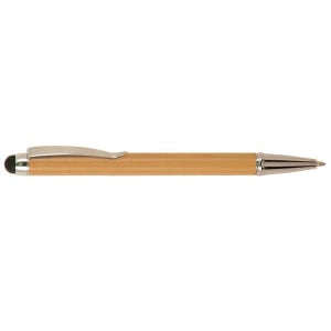 Bamboo with Silver Engraving Silver Trim Engraved Pen with Stylus - Laser Engraved Gift