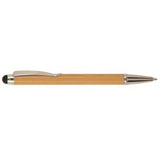 Bamboo with Silver Engraving Silver Trim Engraved Pen with Stylus - Laser Engraved Gift