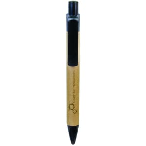 Black Recycled Paper Pen with Trim - Laser Engraved Gift